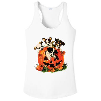 Vintage 90s Dog Retro Pumpkin Puppies Halloween Dog Lovers Ladies PosiCharge Competitor Racerback Tank