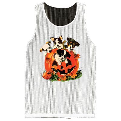 Vintage 90s Dog Retro Pumpkin Puppies Halloween Dog Lovers Mesh Reversible Basketball Jersey Tank