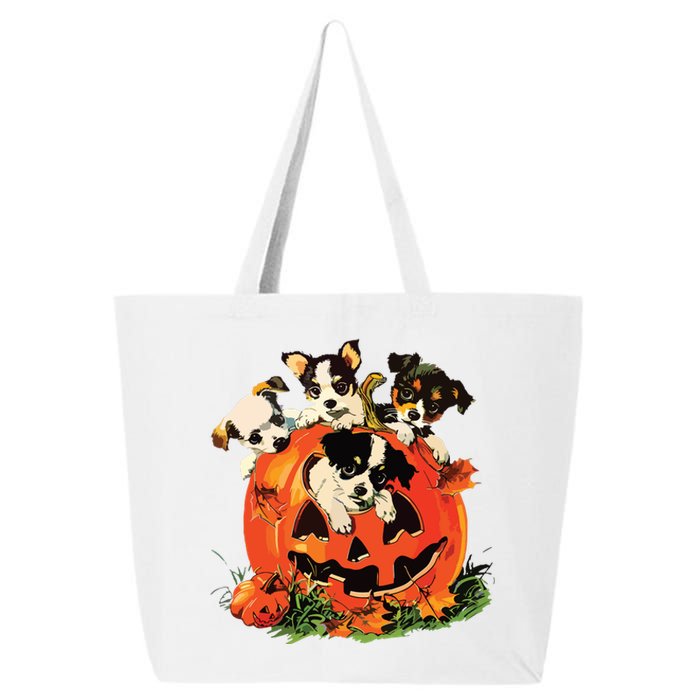 Vintage 90s Dog Retro Pumpkin Puppies Halloween Dog Lovers 25L Jumbo Tote