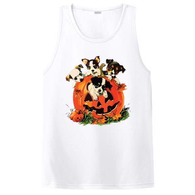 Vintage 90s Dog Retro Pumpkin Puppies Halloween Dog Lovers PosiCharge Competitor Tank