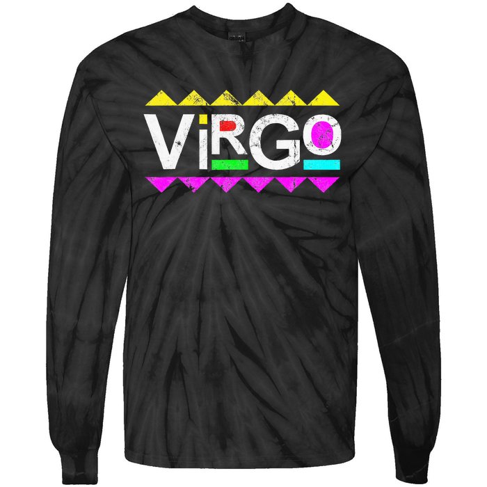 Virgo 90s Horoscope Zodiac Sign Astrology Gift Tie-Dye Long Sleeve Shirt