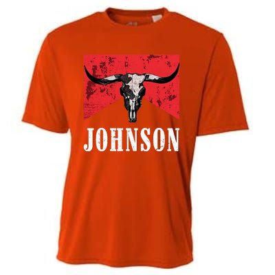 Vintage 90s Johnson Name Personalized Cooling Performance Crew T-Shirt