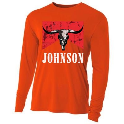 Vintage 90s Johnson Name Personalized Cooling Performance Long Sleeve Crew