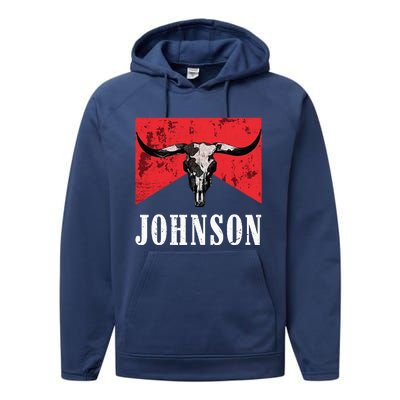 Vintage 90s Johnson Name Personalized Performance Fleece Hoodie