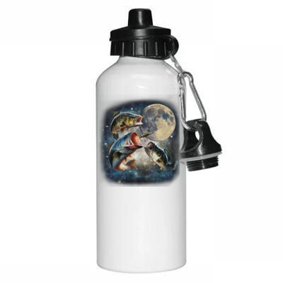 Vintage 90s Largemouth Bass Retro Fisherman Fish And Moon Aluminum Water Bottle