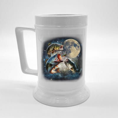 Vintage 90s Largemouth Bass Retro Fisherman Fish And Moon Beer Stein