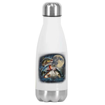 Vintage 90s Largemouth Bass Retro Fisherman Fish And Moon Stainless Steel Insulated Water Bottle