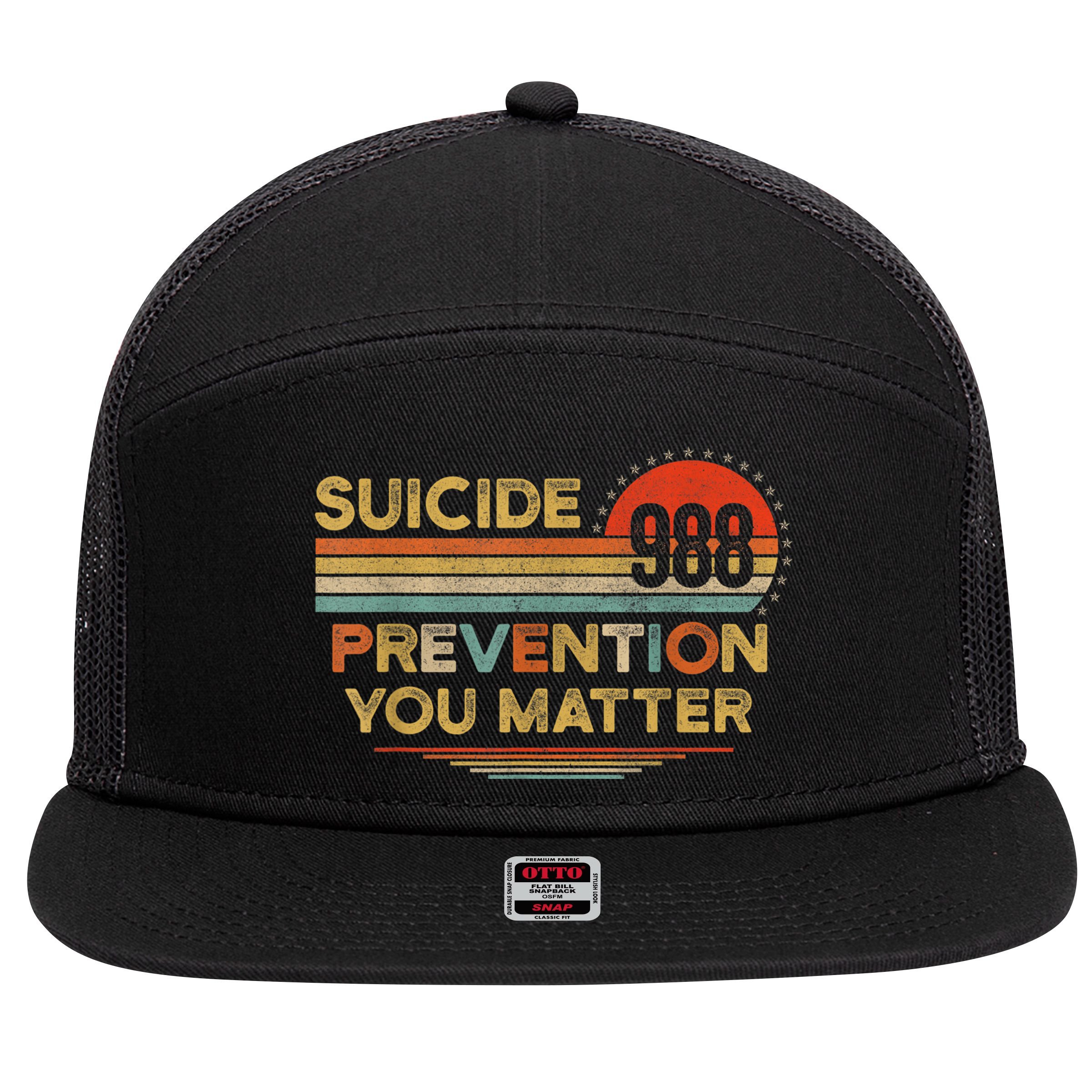 Vintage 988 Shirt Suicide Prevention 988 7 Panel Mesh Trucker Snapback Hat