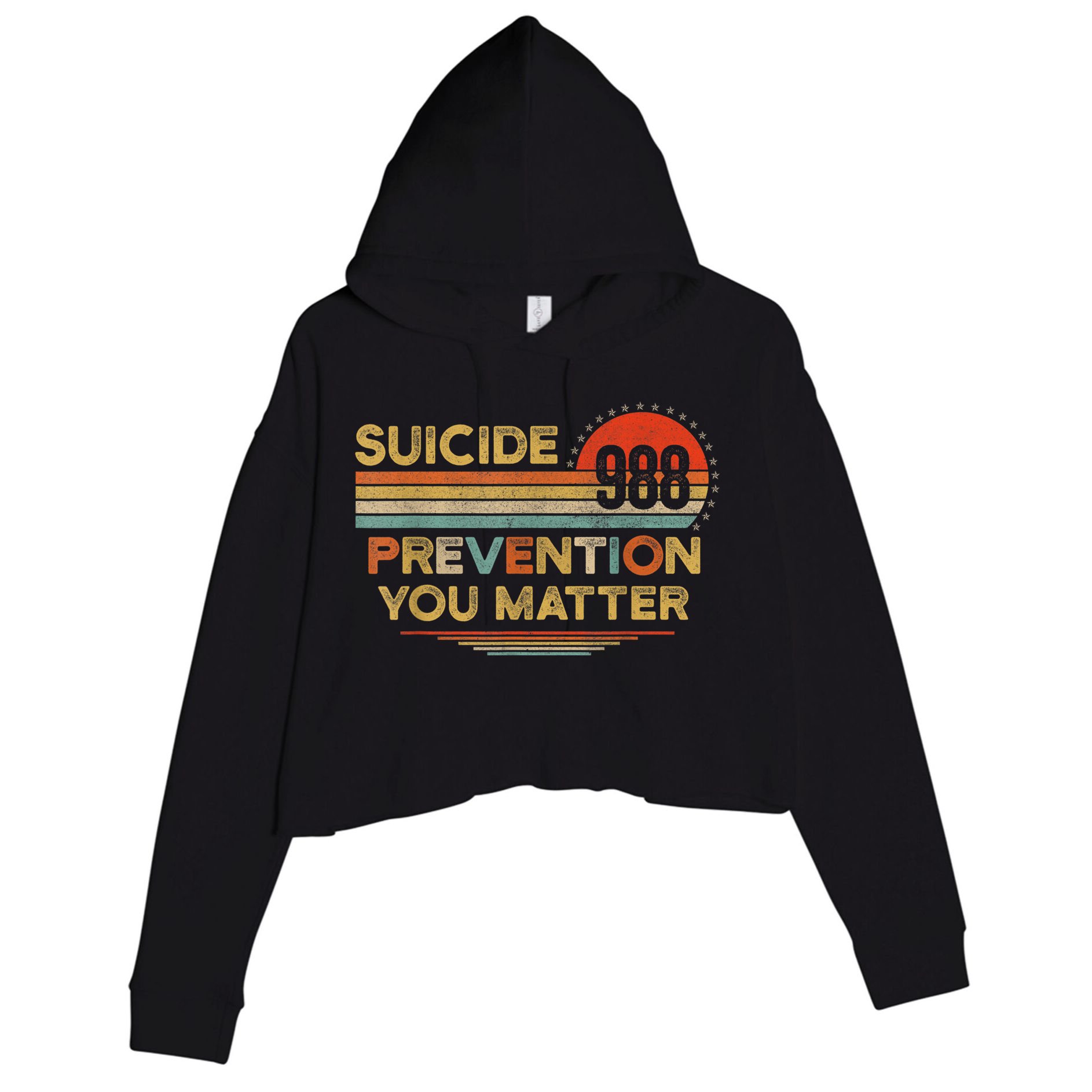 Vintage 988 Shirt Suicide Prevention 988 Crop Fleece Hoodie