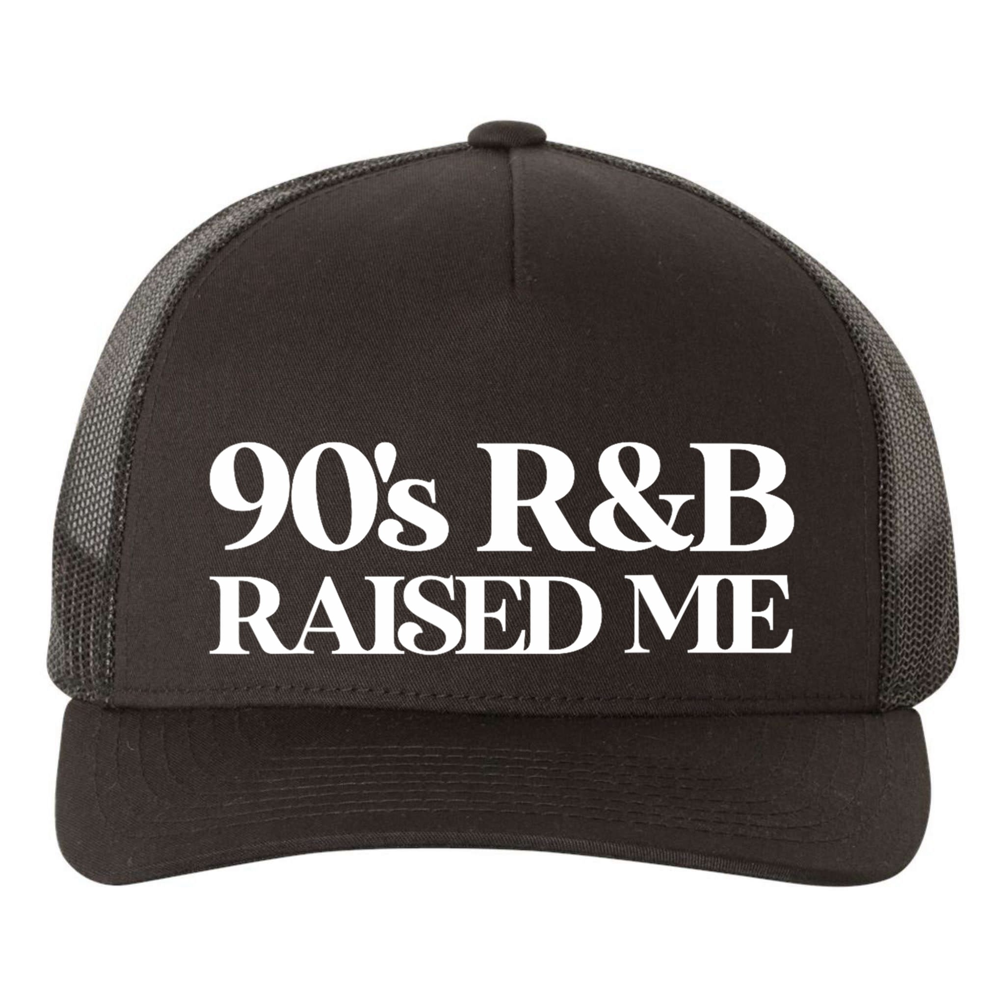 Vintage 90s Throwback Oldschool 90s R&B Raised Me Yupoong Adult 5-Panel Trucker Hat