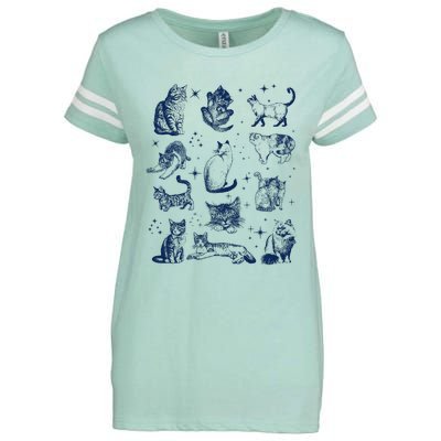 Vintage 90s Tattoo Cat Retro Kitten Nature Enza Ladies Jersey Football T-Shirt