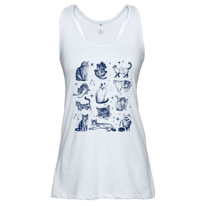 Vintage 90s Tattoo Cat Retro Kitten Nature Ladies Essential Flowy Tank