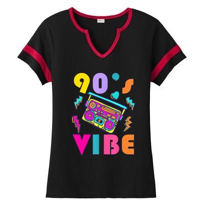 Vintage 90s Vibe 90s Music Lover I Heart The Nineties Ladies Halftime Notch Neck Tee