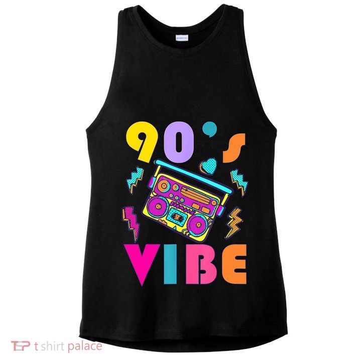 Vintage 90s Vibe 90s Music Lover I Heart The Nineties Ladies PosiCharge Tri-Blend Wicking Tank