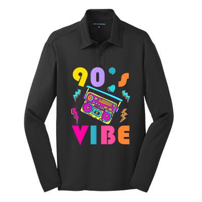 Vintage 90s Vibe 90s Music Lover I Heart The Nineties Silk Touch Performance Long Sleeve Polo