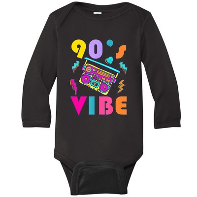 Vintage 90s Vibe 90s Music Lover I Heart The Nineties Baby Long Sleeve Bodysuit