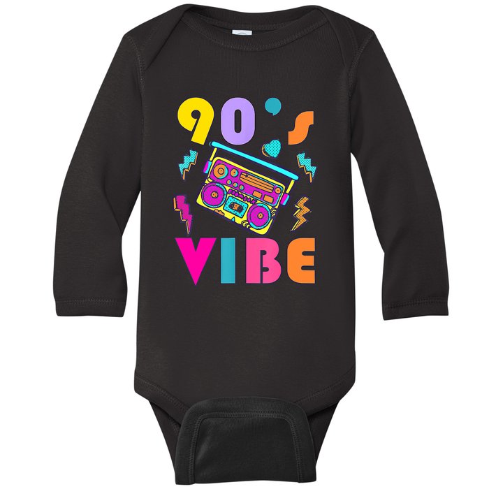 Vintage 90s Vibe 90s Music Lover I Heart The Nineties Baby Long Sleeve Bodysuit