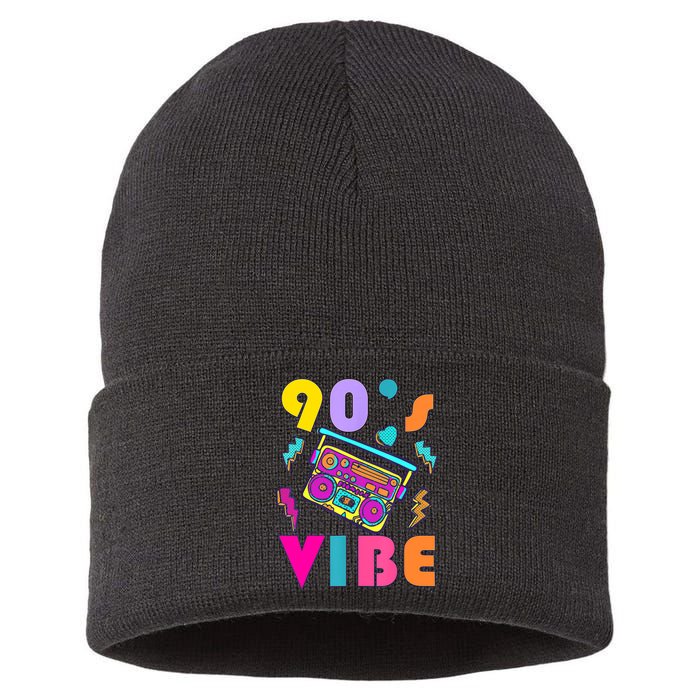 Vintage 90s Vibe 90s Music Lover I Heart The Nineties Sustainable Knit Beanie