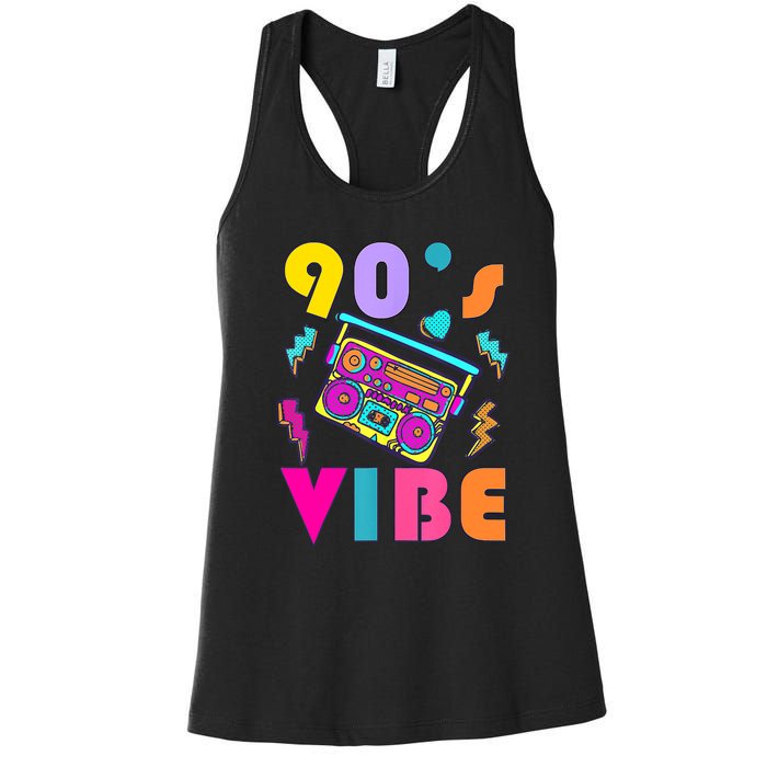 Vintage 90s Vibe 90s Music Lover I Heart The Nineties Women's Racerback Tank