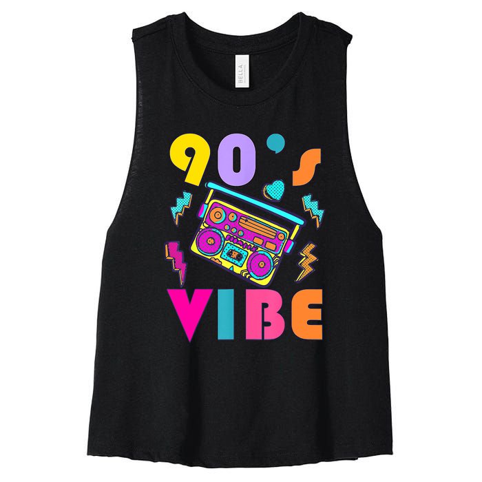 Vintage 90s Vibe 90s Music Lover I Heart The Nineties Women's Racerback Cropped Tank