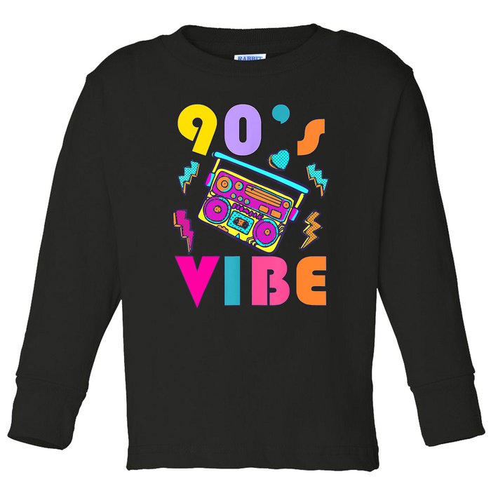 Vintage 90s Vibe 90s Music Lover I Heart The Nineties Toddler Long Sleeve Shirt