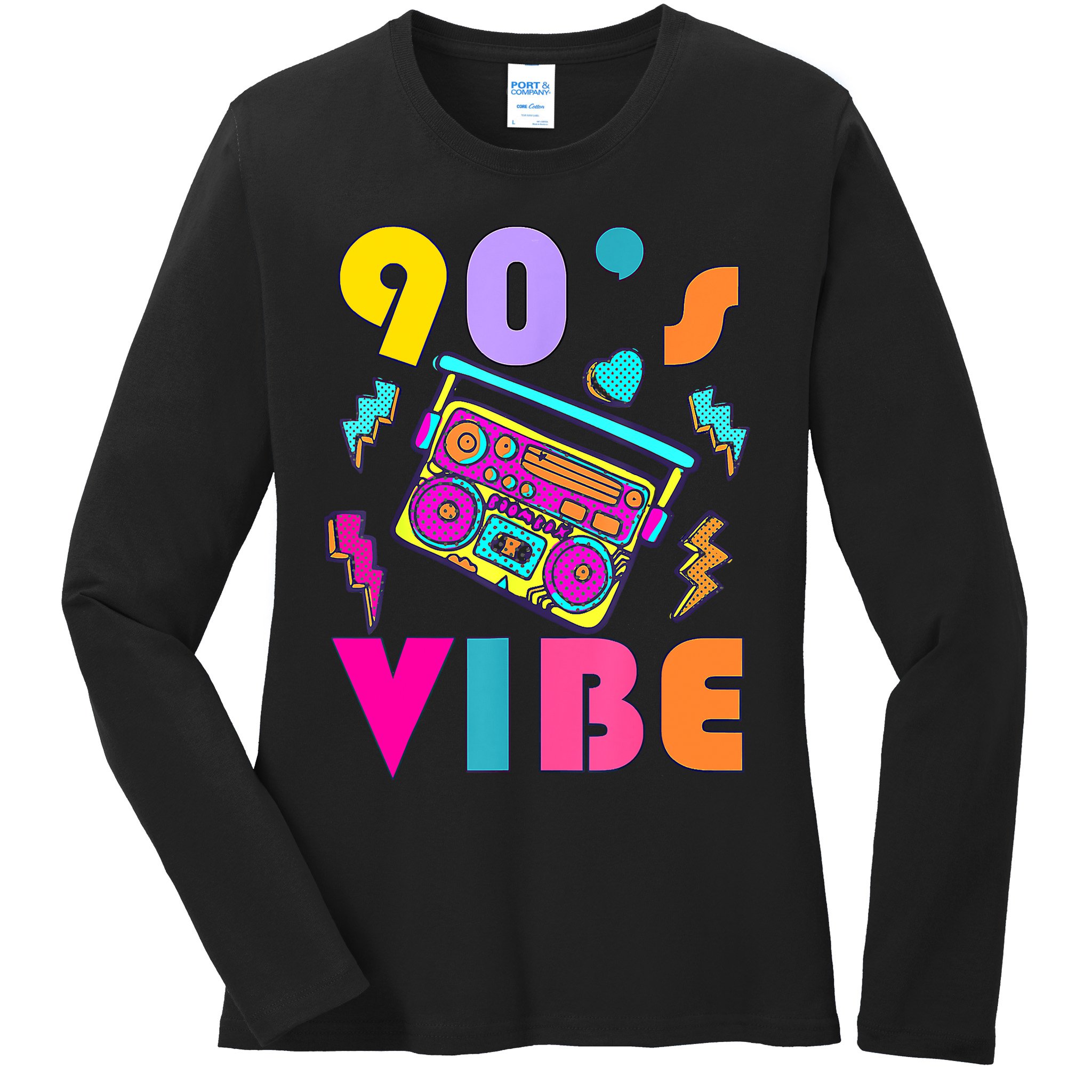 Vintage 90s Vibe 90s Music Lover I Heart The Nineties Ladies Long Sleeve Shirt