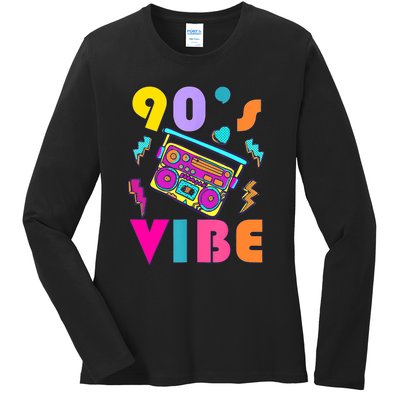 Vintage 90s Vibe 90s Music Lover I Heart The Nineties Ladies Long Sleeve Shirt