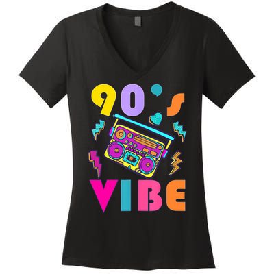 Vintage 90s Vibe 90s Music Lover I Heart The Nineties Women's V-Neck T-Shirt