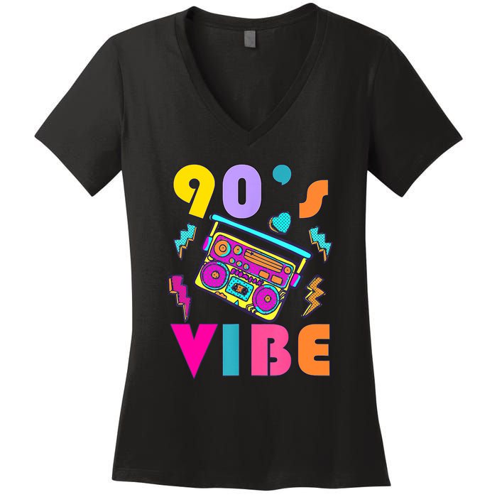 Vintage 90s Vibe 90s Music Lover I Heart The Nineties Women's V-Neck T-Shirt