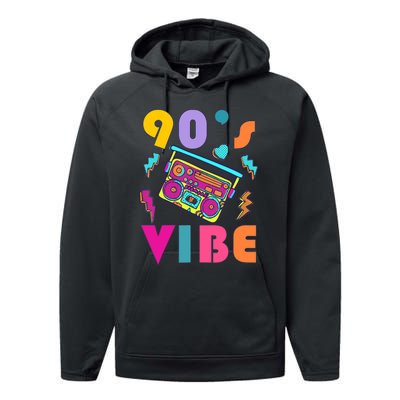 Vintage 90s Vibe 90s Music Lover I Heart The Nineties Performance Fleece Hoodie