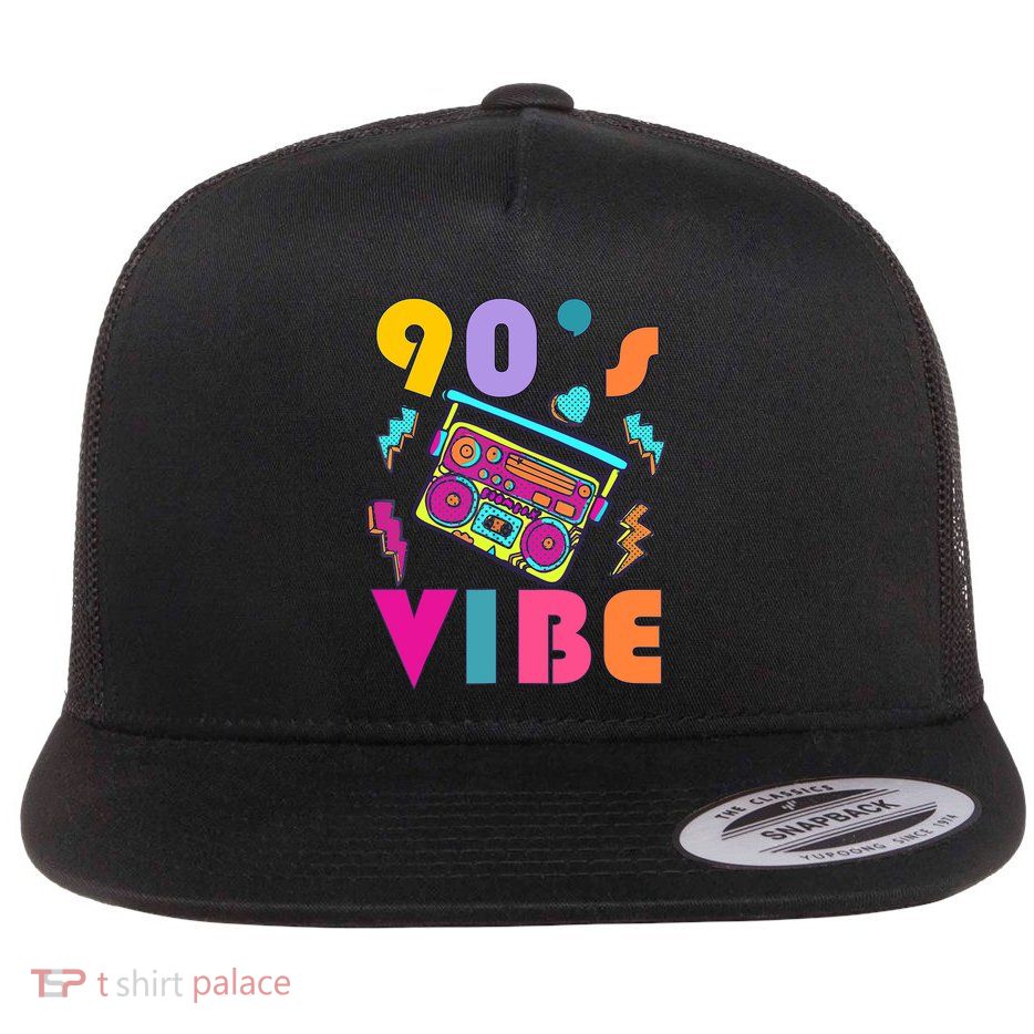 Vintage 90s Vibe 90s Music Lover I Heart The Nineties Flatbill Hat