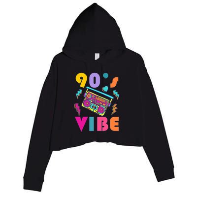 Vintage 90s Vibe 90s Music Lover I Heart The Nineties Crop Fleece Hoodie