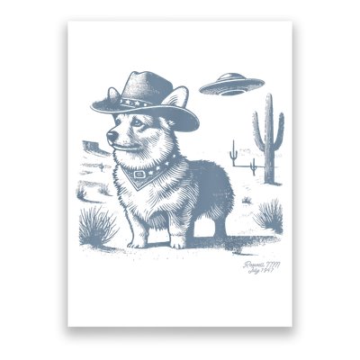 Vintage  90s Western Cowboy Corgi Ufo Poster