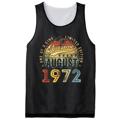 Vintage August 1972 51 Years Old 51st Birthday Gift Mesh Reversible Basketball Jersey Tank