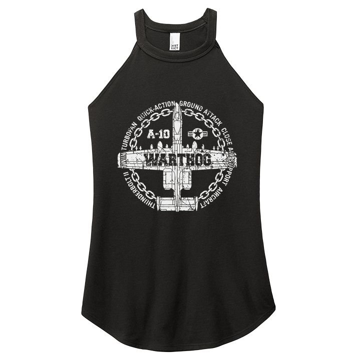 Vintage A 10 Thunderbolt Ii Warthog Attack Jet Aircraft Women's Perfect Tri Rocker Tank