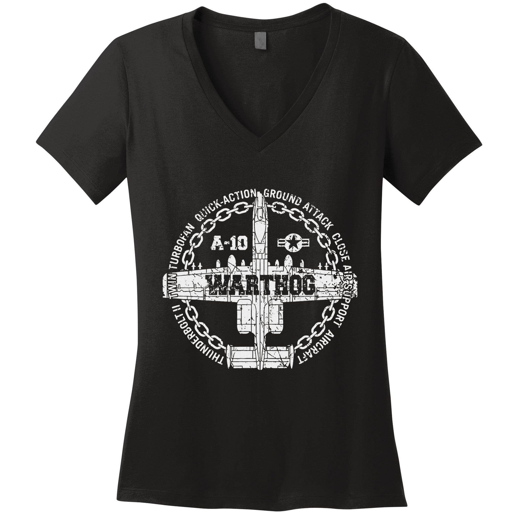 Vintage A 10 Thunderbolt Ii Warthog Attack Jet Aircraft Women's V-Neck T-Shirt