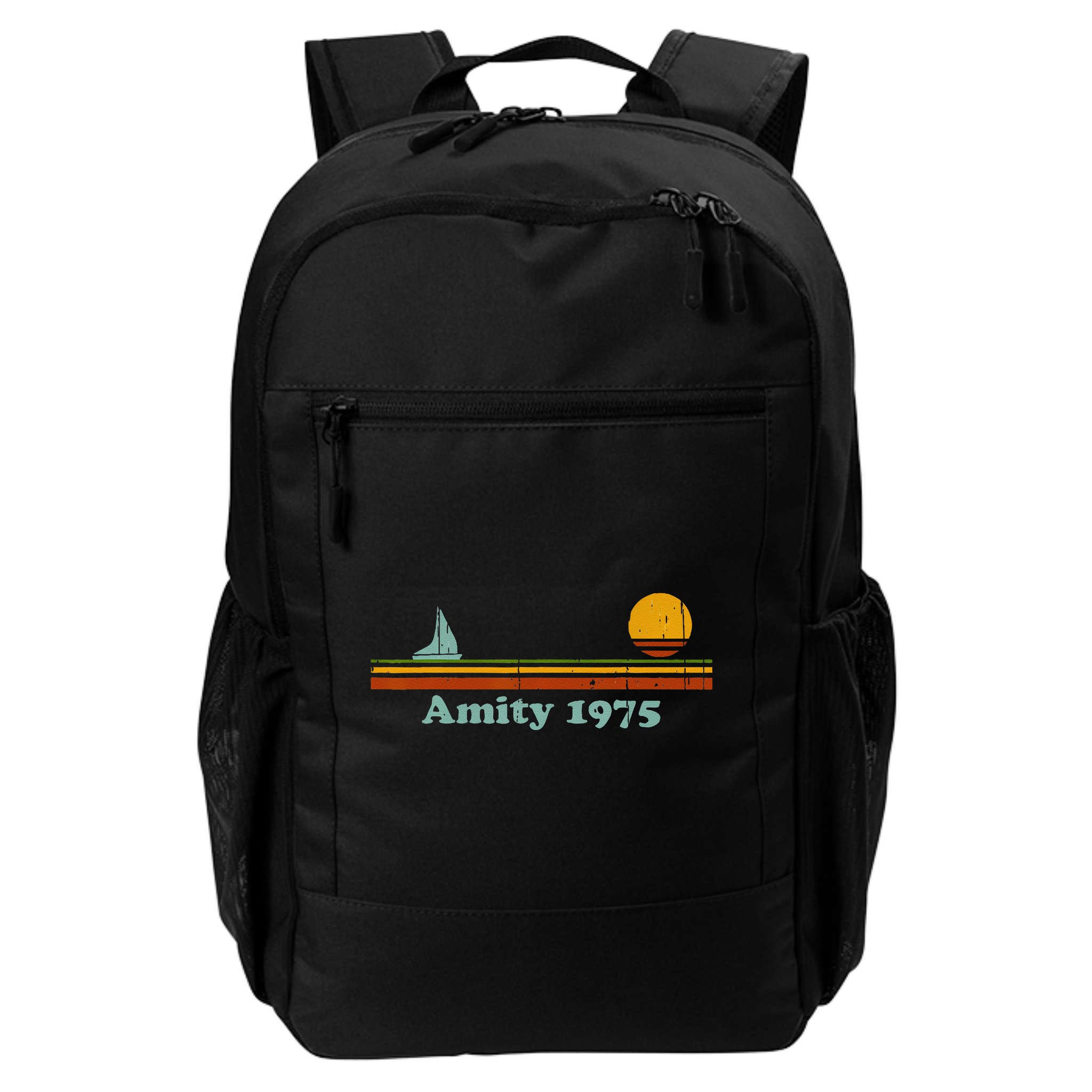 Vintage Amity 1975 Sunset Retro Sailboat Sunrise Summer Backpack