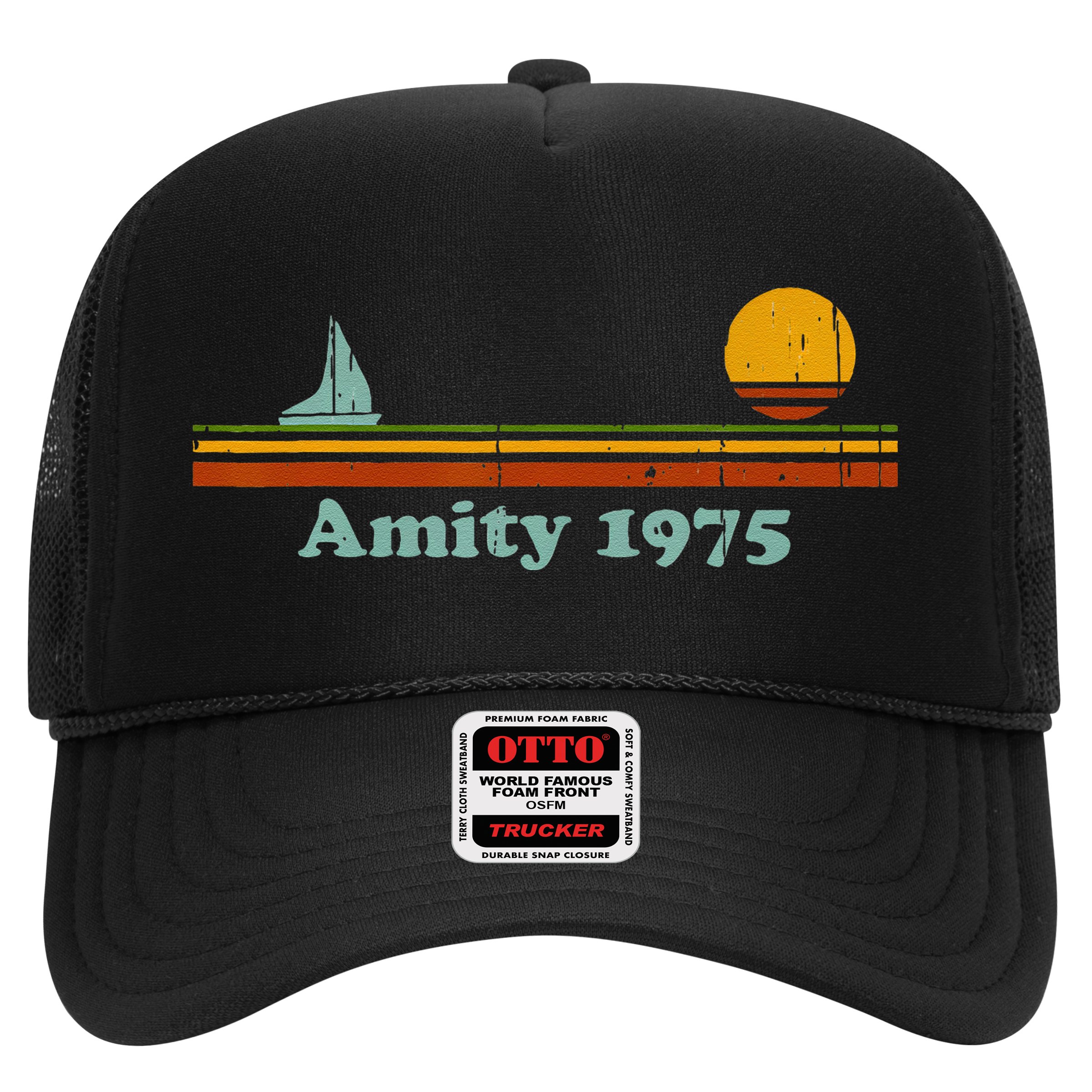 Vintage Amity 1975 Sunset Retro Sailboat Sunrise Summer Hat