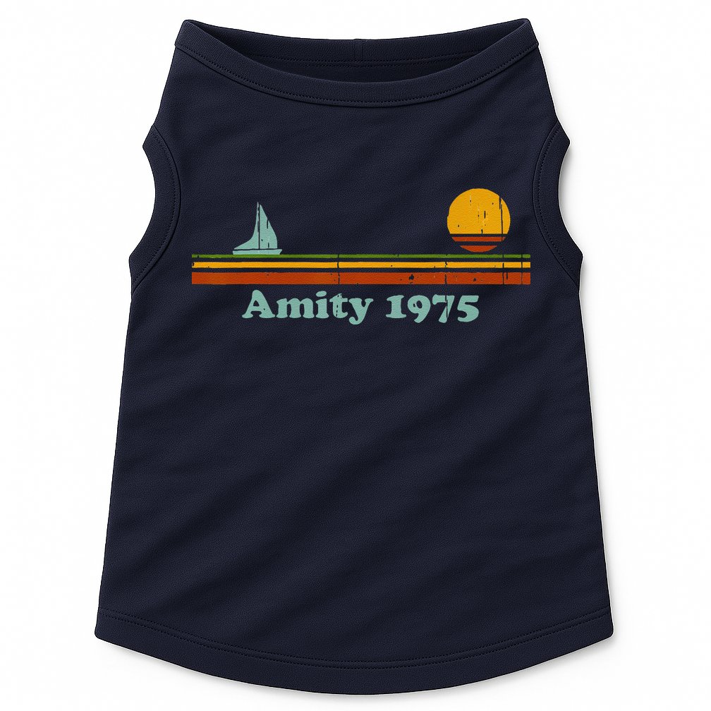 Vintage Amity 1975 Sunset Retro Sailboat Sunrise Summer Doggie Tank