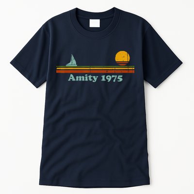 Vintage Amity 1975 Sunset Retro Sailboat Sunrise Summer Tall T-Shirt