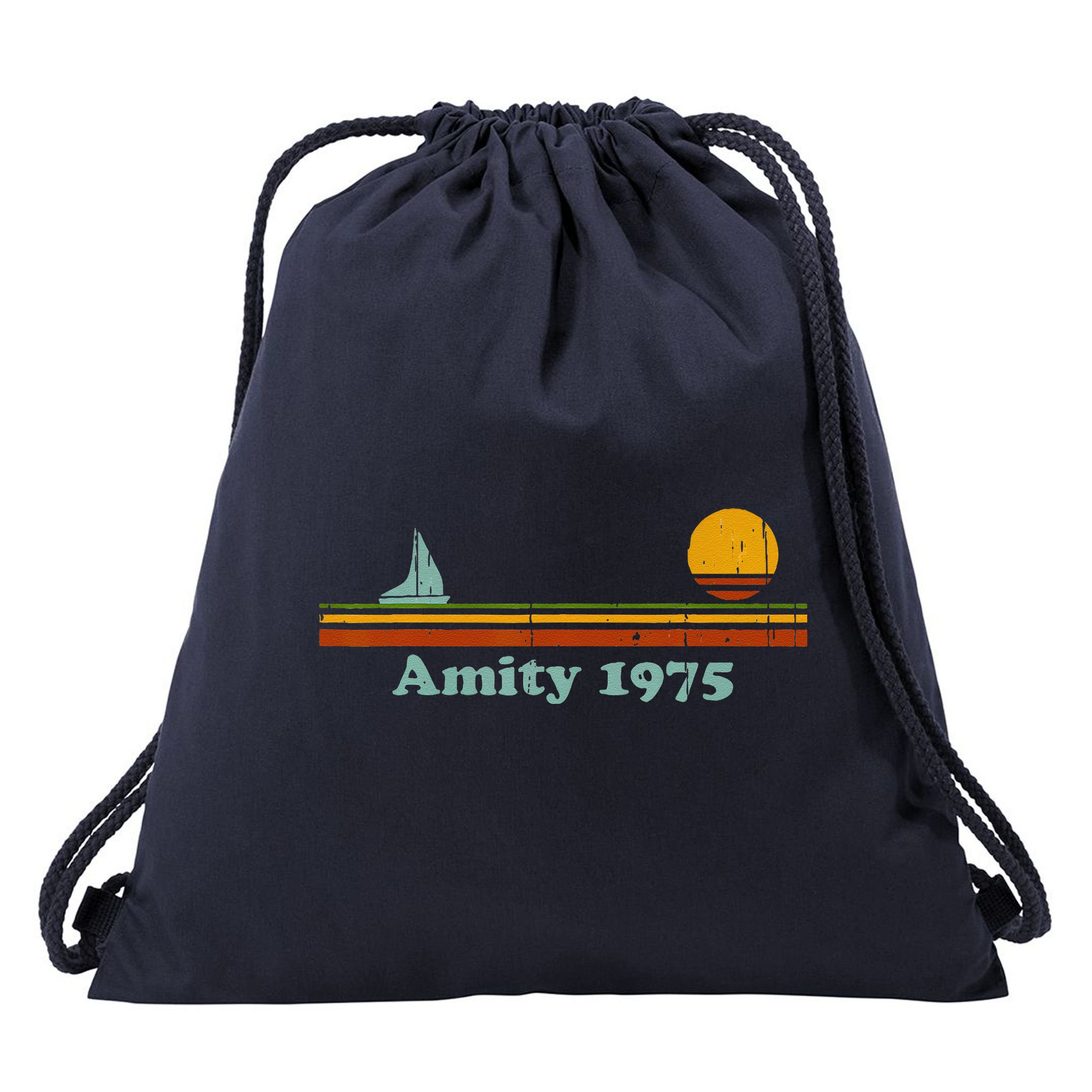 Vintage Amity 1975 Sunset Retro Sailboat Sunrise Summer Drawstring Bag
