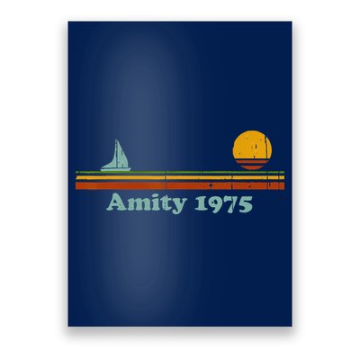 Vintage Amity 1975 Sunset Retro Sailboat Sunrise Summer Poster
