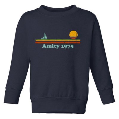 Vintage Amity 1975 Sunset Retro Sailboat Sunrise Summer Toddler Sweatshirt