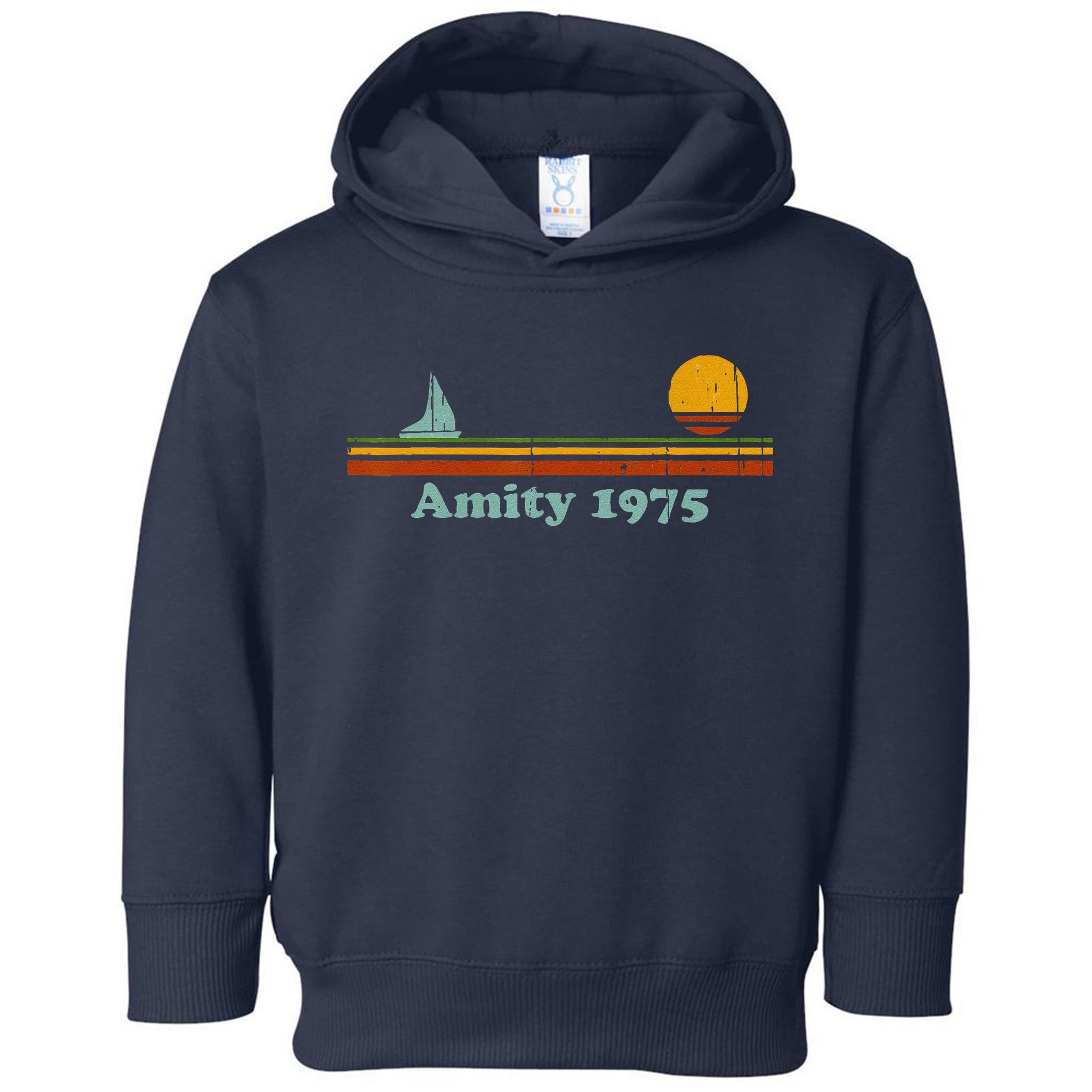 Vintage Amity 1975 Sunset Retro Sailboat Sunrise Summer Toddler Hoodie