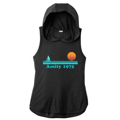 Vintage Amity 1975 Sunset Ladies PosiCharge Tri-Blend Wicking Draft Hoodie Tank