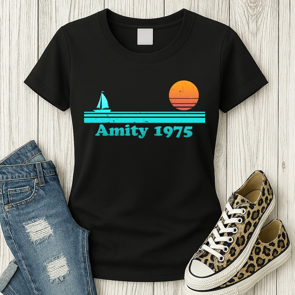 Vintage Amity 1975 Sunset Womens T-Shirt