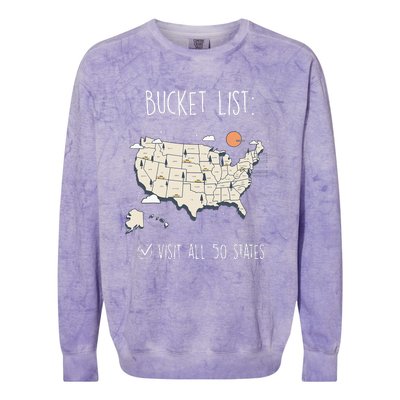 Visit All 50 States Usa Travel Map Mission Accomplished Colorblast Crewneck Sweatshirt