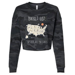 Visit All 50 States Usa Travel Map Mission Accomplished Cropped Pullover Crew