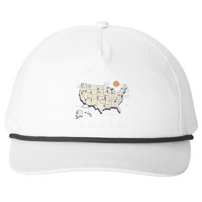 Visit All 50 States Usa Travel Map Mission Accomplished Snapback Five-Panel Rope Hat