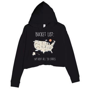 Visit All 50 States Usa Travel Map Mission Accomplished Crop Fleece Hoodie